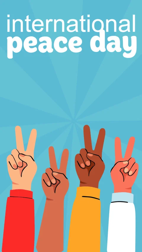 International Peace Day Multicultural Hands Making Peace Gestures Animated F Stock-Footage 342381847