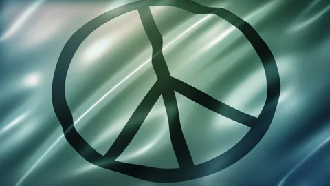 International Peace flag, perspective view, high-angle, elegant silky Stock Footage 265159077