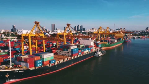 An International port Stock Footage 146572967