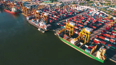 An International port Stock Footage 146573896