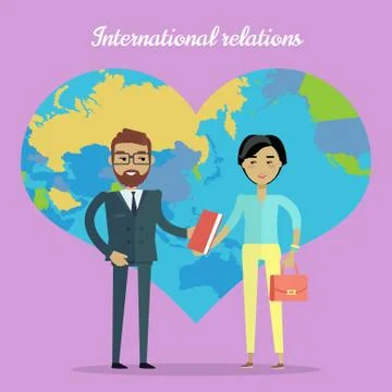 International Relations Flat Design Vector Concept 스톡 일러스트