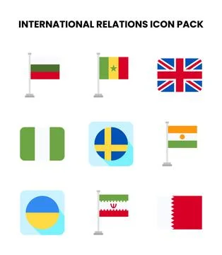 International Relations Flat Graphics Icons Pack Stock Illustration