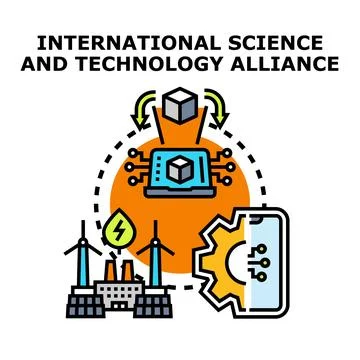 International science and technology alliance collaboration concept Stock Illustration