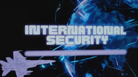 International Security inscription on background of rotating Digital Earth Stock Footage 270961063