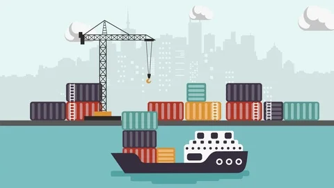 International shipping. Containers loading concept. Fast delivery concept. Stock Footage 100215160