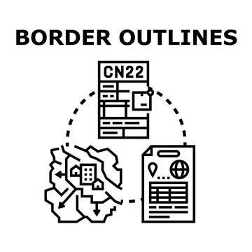 International shipping documentation outlining customs and borders Stock Illustration