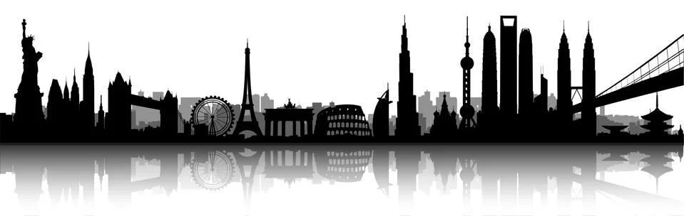 International skyline vector 库存插图