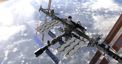International Space Station. Elements of this image furnished by NASA Stock Footage 122575441