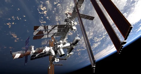 International Space Station. Elements of this image furnished by NASA Stock Footage 123112246