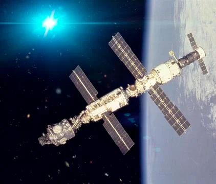 International space station. The elements of this image furnished by NASA. Stock-Illustration