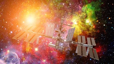International Space Station. Elements of this image furnished by NASA 库存照片