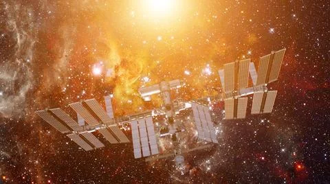 International Space Station. Elements of this image furnished by NASA Inte... Foto stock