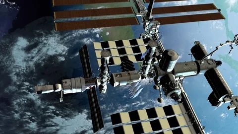  International Space Station Orbiting Planet Earth Vídeo Stock 108365035