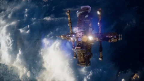 International Space Station in outer space over the planet Earth Видео 169075180