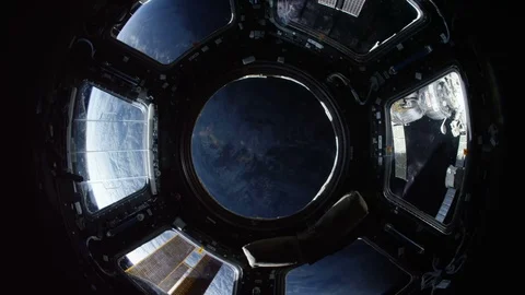 International Space Station viewing window view to Earth Stock Footage 101179365