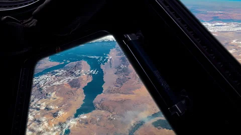 International Space Station Window View Of Red Sea And Sinai Peninsula - 4K Stock Footage 338348634