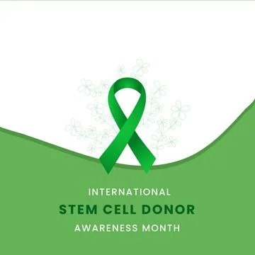 International Stem Cell Donor Awareness Month Green Ribbon Graphic Stock Illustration