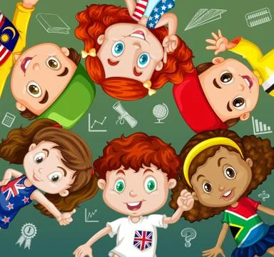 International students and school objects イラスト素材