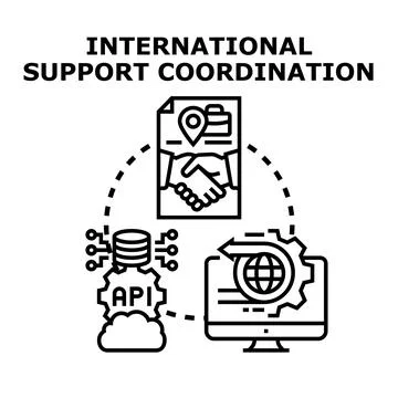 International support coordination connecting global systems Stock-Illustration