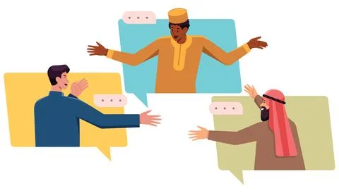 International Talks Online Stock Illustration