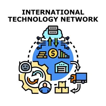 International technology network concept connecting global business operation Stock Illustration