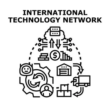 International technology network concept connecting global business operation Stock Illustration