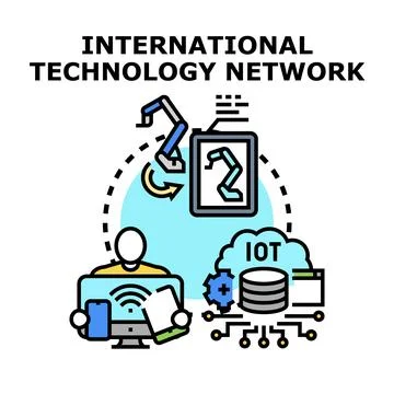 International technology network connecting automation and iot Stockillustratie