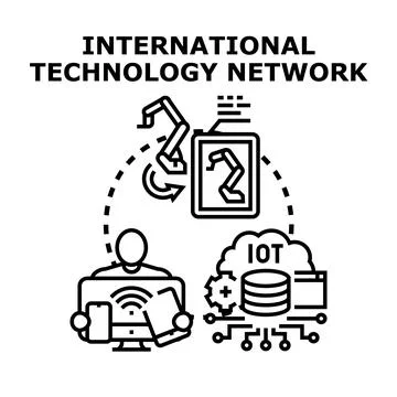 International technology network connecting automation and iot Stock Illustration