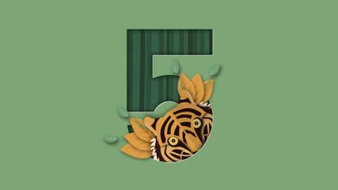 International tiger day with face and number. Vector illustration in paper cu Stock Illustration