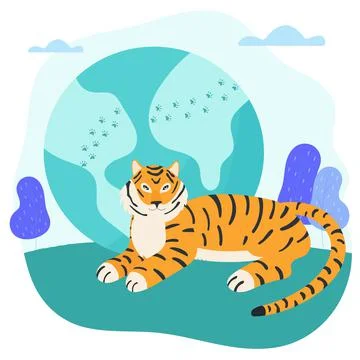 International tiger day. July 29, cover, banner, poster, background Stock Illustration