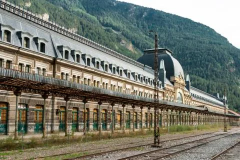 International train station abandoned in Canfranc, Spain Stock Photos
