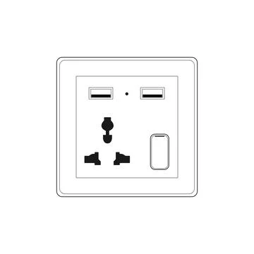 International Universal Socket Multi-Function 3 Holes Plug Outlet Panel イラスト素材
