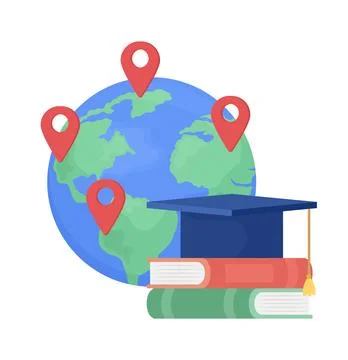 International universities flat concept vector cartoon illustration Stock Illustration