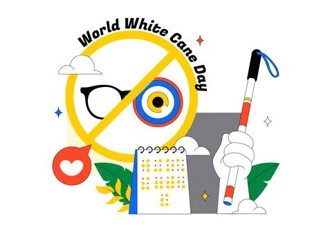 International White Cane Day Vector Illustration Featuring Visual Impairmen.. Ilustración de archivo