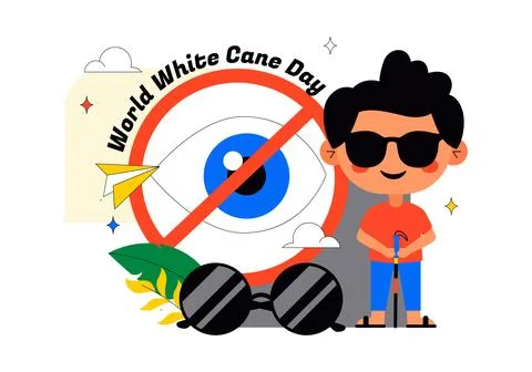 International White Cane Day Vector Illustration Featuring Visual Impairmen.. Ilustración de archivo