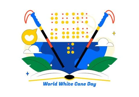International White Cane Day Vector Illustration Featuring Visual Impairmen.. Ilustración de archivo