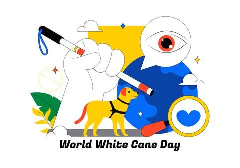 International White Cane Day Vector Illustration Featuring Visual Impairmen.. Ilustración de archivo