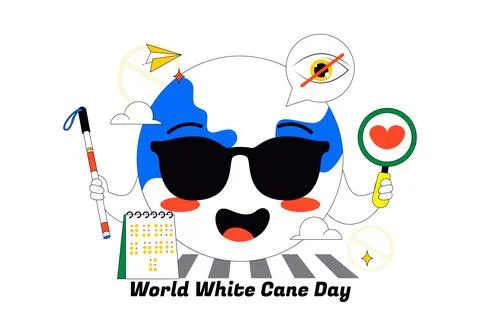 International White Cane Day Vector Illustration Featuring Visual Impairmen.. Ilustración de archivo