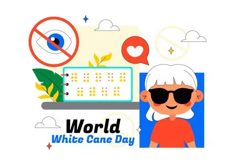 International White Cane Day Vector Illustration Featuring Visual Impairmen.. Ilustración de archivo