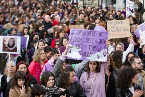 International Women's Day, March 8th 2020 - Oviedo city, Spain Stock Photos
