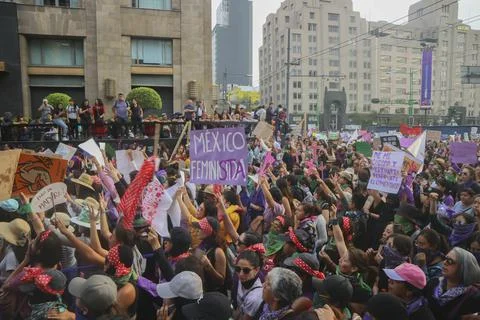 International Women's day in Mexico city. Stock Photos