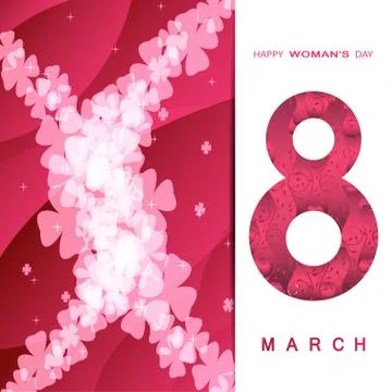 International Women's Day vector envelope on the gradient pink wave backgroun Stock Illustration