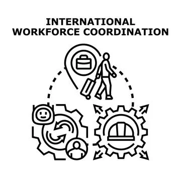 International workforce coordination concept with global mobility イラスト素材
