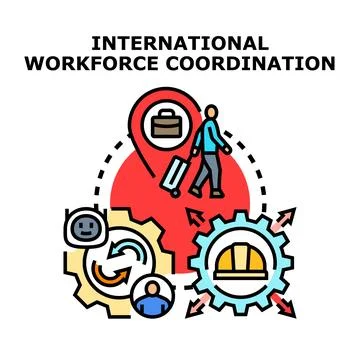 International workforce coordination concept with global mobility Stock Illustration