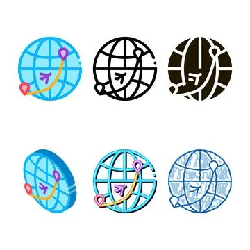 International world flight icon thin line vector clean Stock Illustration