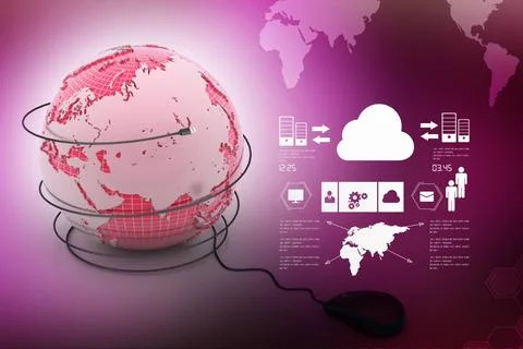 Internet 3d concept - computer mouse with globe internet 3d concept - comp... Stock Photos