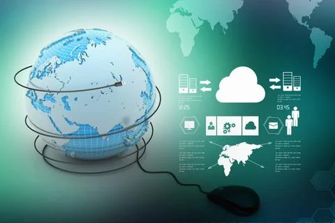 Internet 3d concept - computer mouse with globe internet 3d concept - comp... Stock Photos