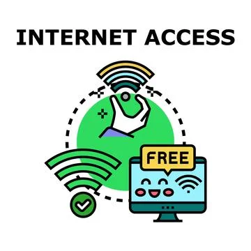 Internet access connection establishing global network communication Stock Illustration