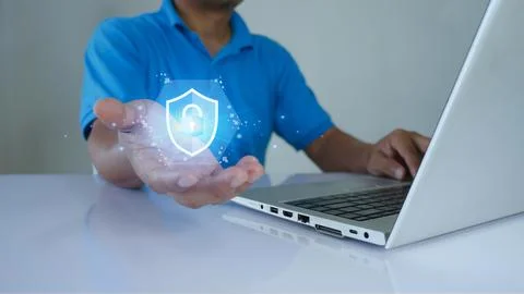 Internet access security and data protection concept, blockchain and cybersec Stock Photos