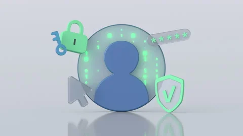 Internet account with padlock and shield 3D render animation Stock-Footage 218340105